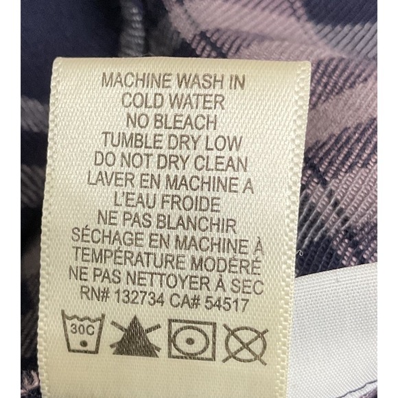 Cloth & Stone Women's Med Purple Navy Plaid V Neck Blouse Hi Lo Hem EUC - Picture 8 of 14